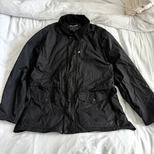 FILSON USA Mens Size XXL Cover Cloth Bomber Jacket Black Oilskin Waxed Full Zip